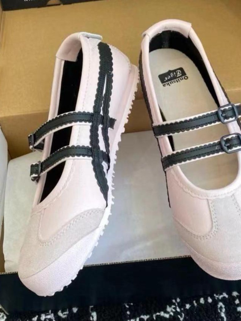Onitsuka Tiger Blush Pink Black Mary Jane Flats Women